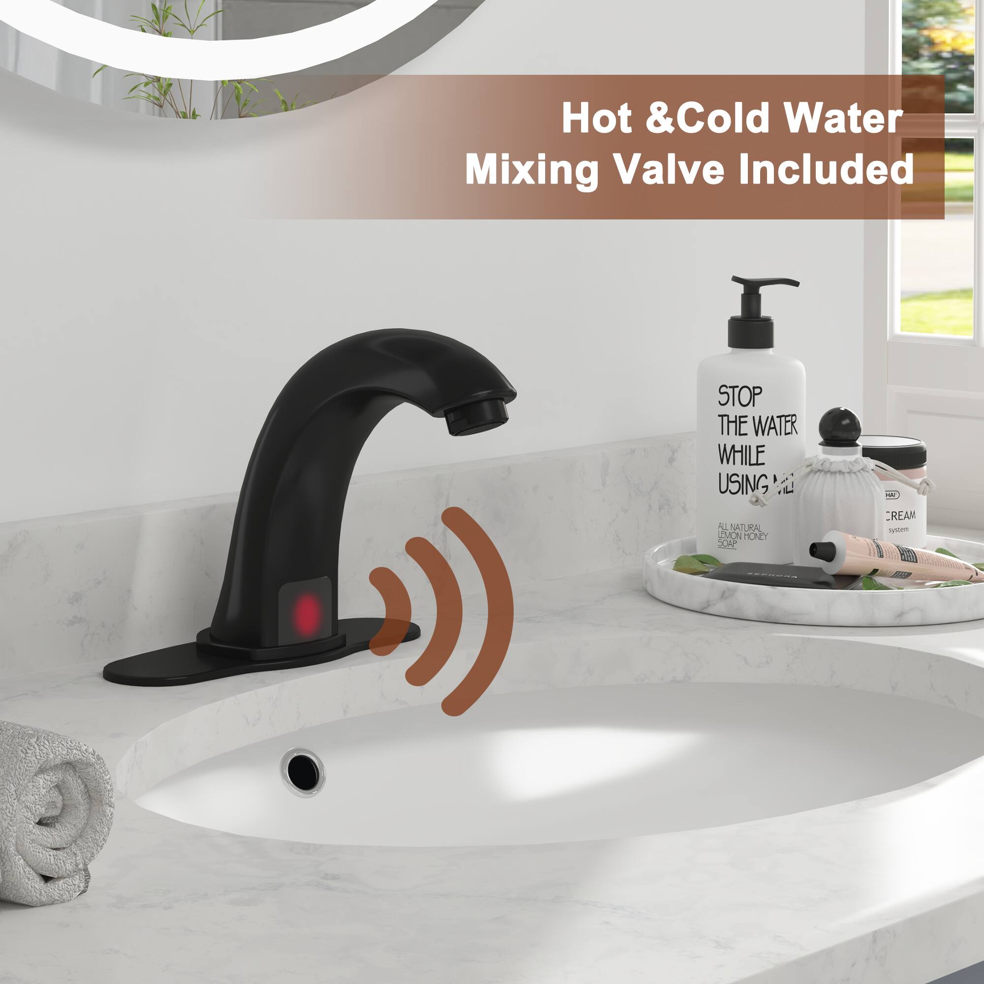 Hot & Cold Water Mixing Valve Included

STOP THE WATER WHILE USING

NATURAL EMONTONE 200 d - CREAM