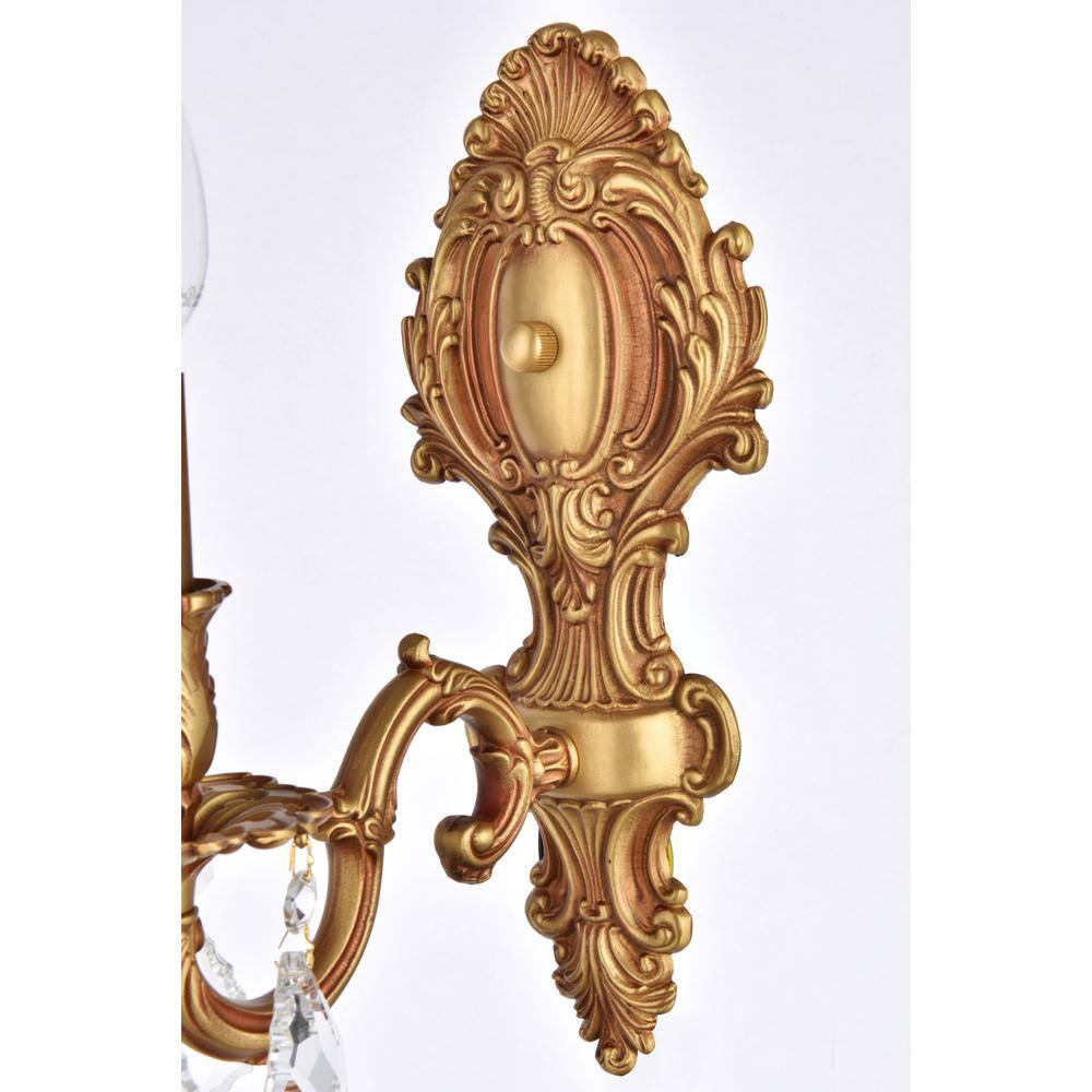 Back. Elegant Lighting - Monarch 1 light French Gold Wall Sconce Clear Royal Cut Crystal - French Gold.