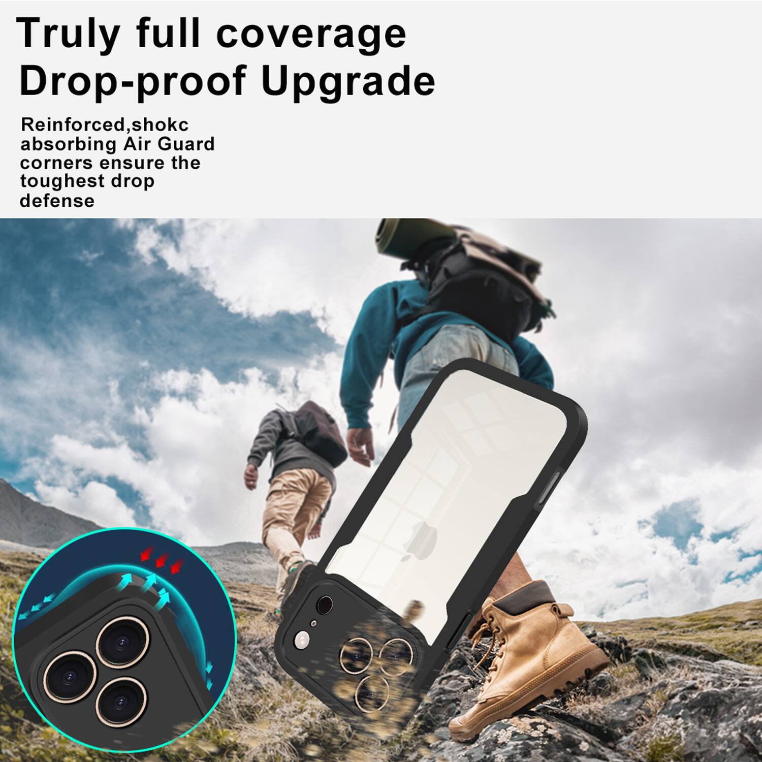Truly full coverage Drop-proof Upgrade

Reinforced, shock absorbing Air Guard corners ensure the toughest drop defense