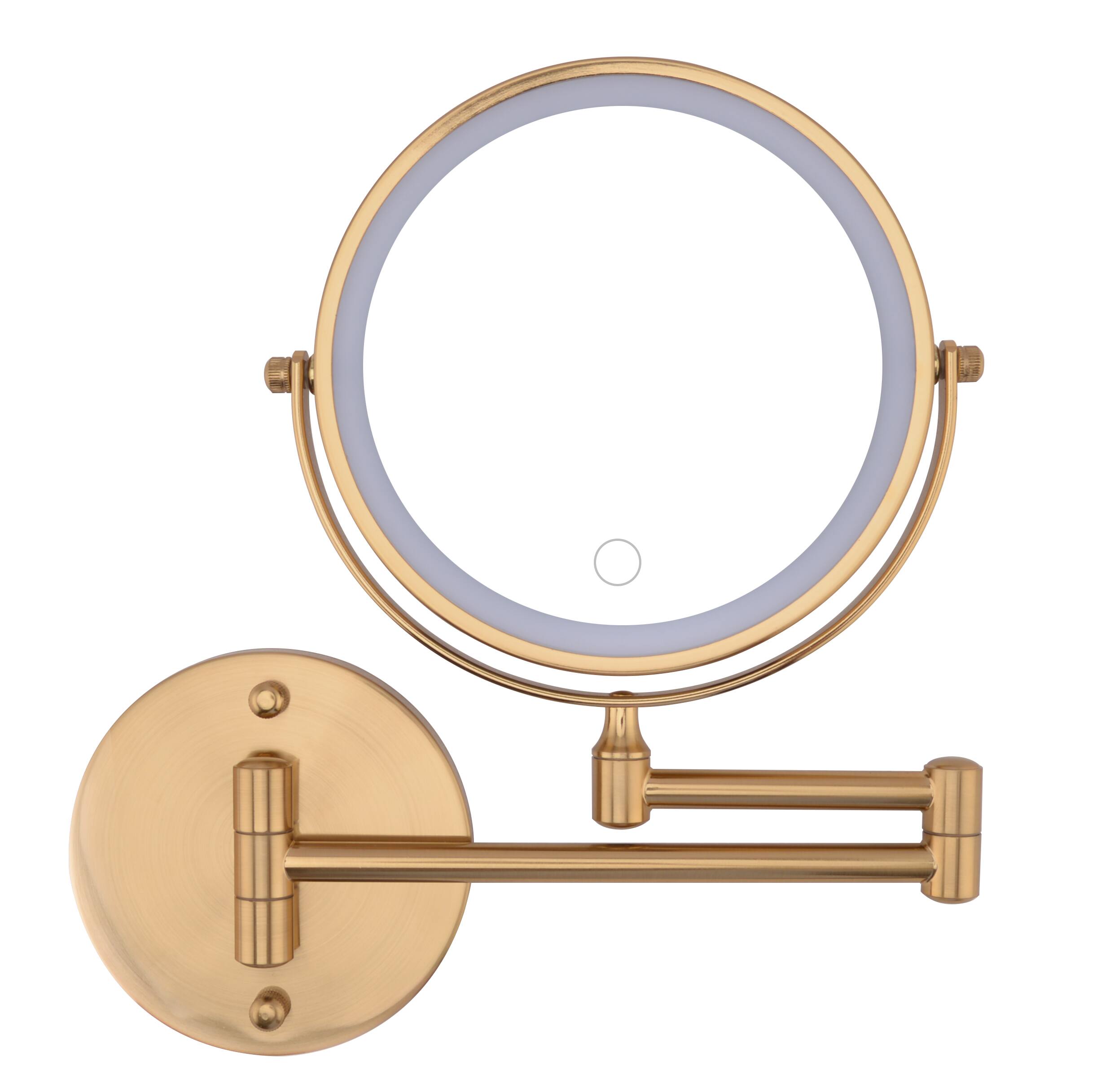 Alt View 5. Bestier - 8in Wall Mounted Makeup Mirror 10X/1X Magnifying Mirror w/ Lights Double-Sided and 360° Rotation Extension - Gold.