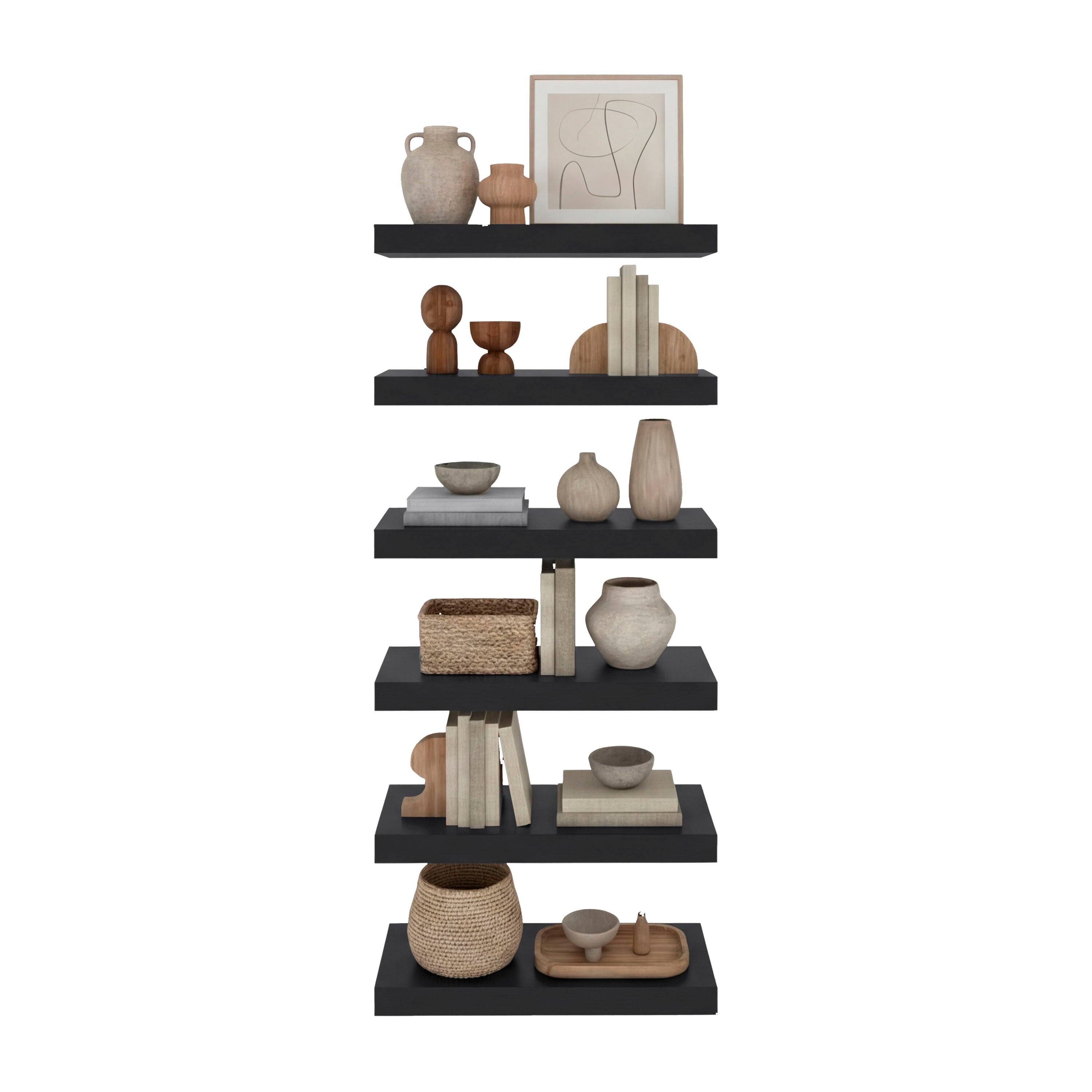 Alt View 1. TuHome - 18" x 8" Floating Wall Shelf, Wall-Mounted Display Ledge for Living Room, Bedroom or Office Storage - Wenge.