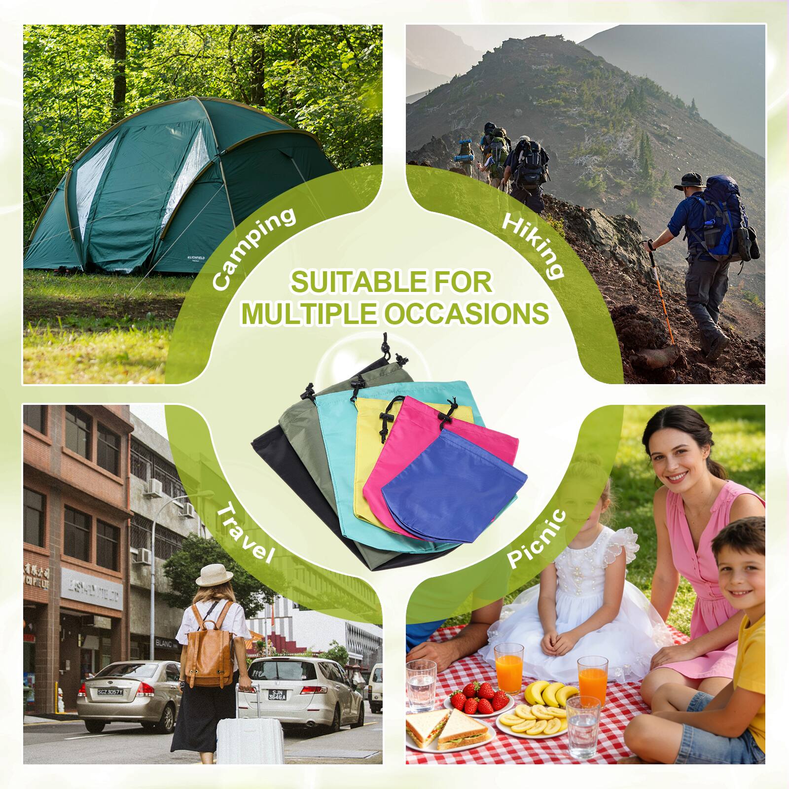 Camping  
Hiking  
Travel  
Picnic  

SUITABLE FOR MULTIPLE OCCASIONS