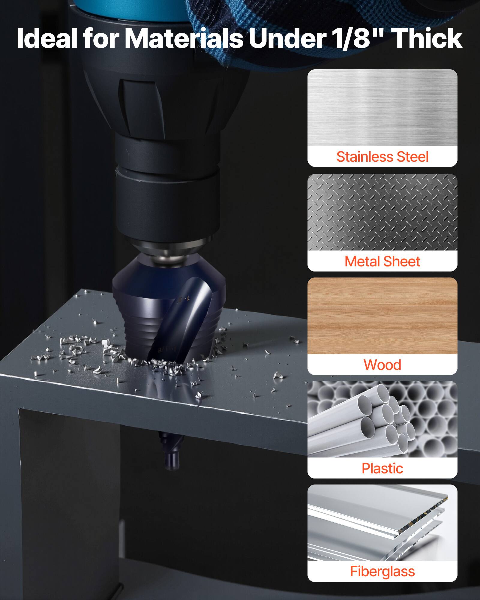 Ideal for Materials Under 1/8" Thick

- Stainless Steel
- Metal Sheet
- Wood
- Plastic
- Fiberglass