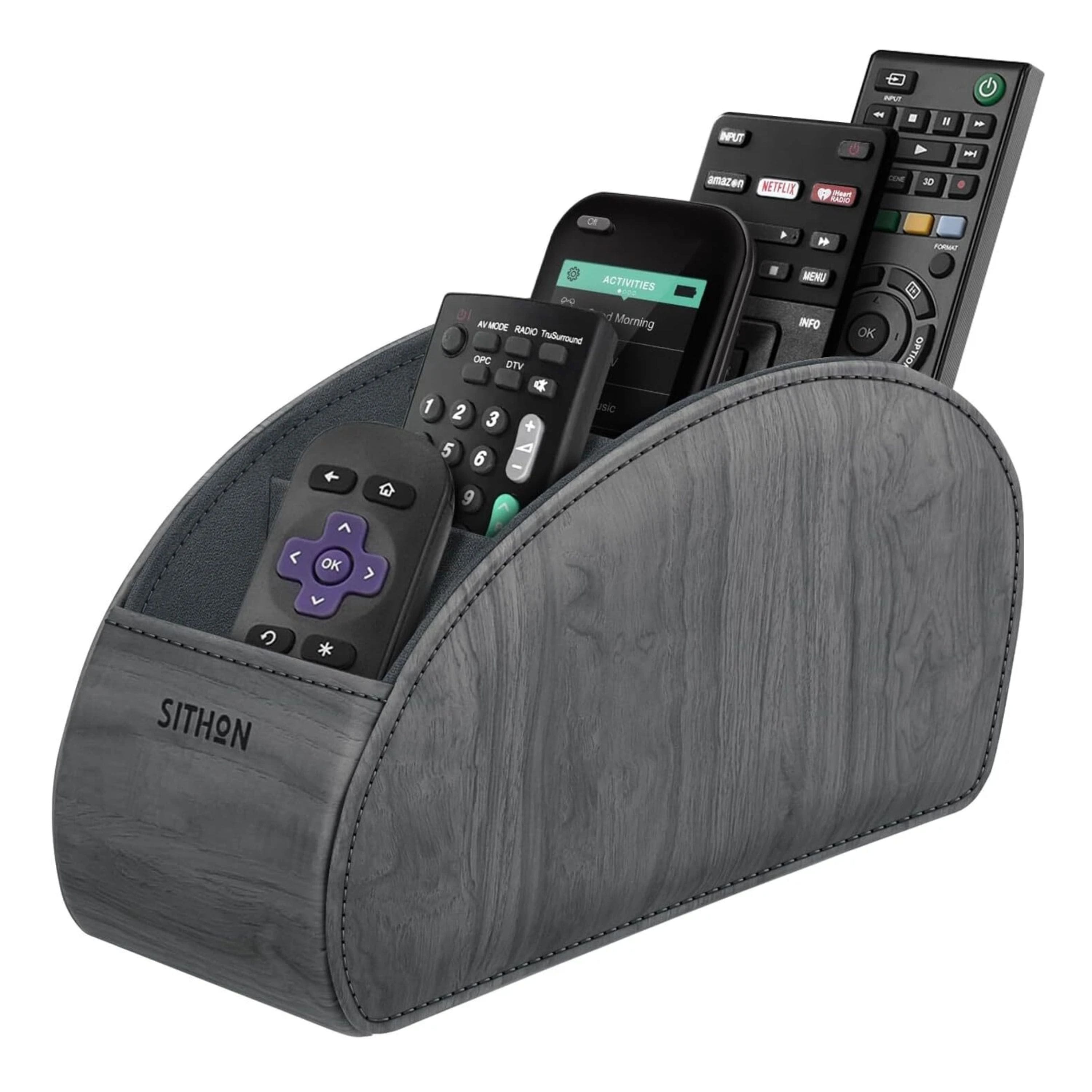 Kitcheniva - Leather Remote Control Holder Desktop Organizer - Woodgrain Gray price history on PriceWatchPro