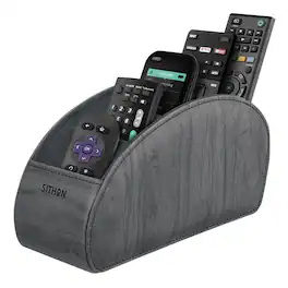 Kitcheniva - Leather Remote Control Holder Desktop Organizer - Woodgrain Gray