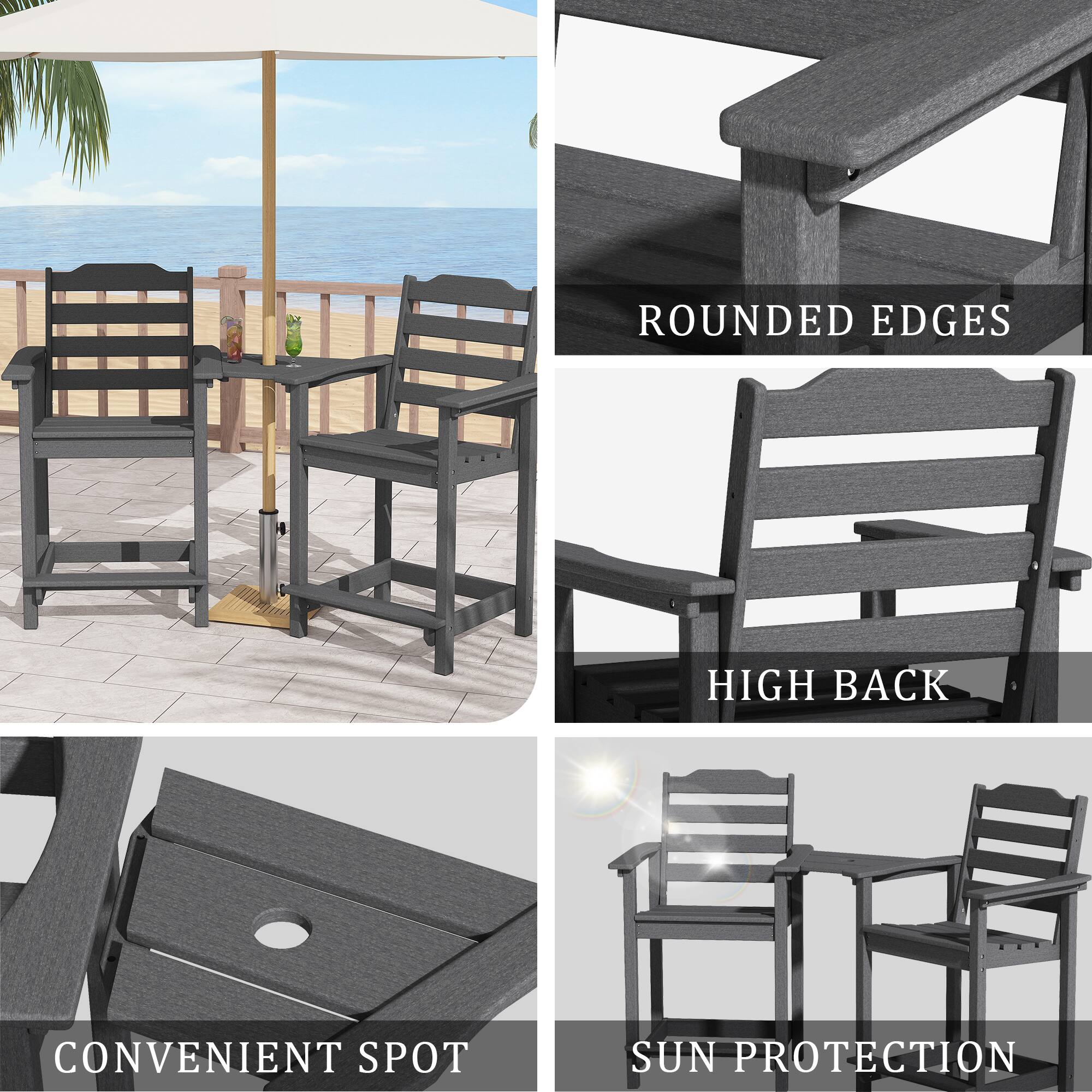 ROUNDED EDGES
HIGH BACK
CONVENIENT SPOT
SUN PROTECTION