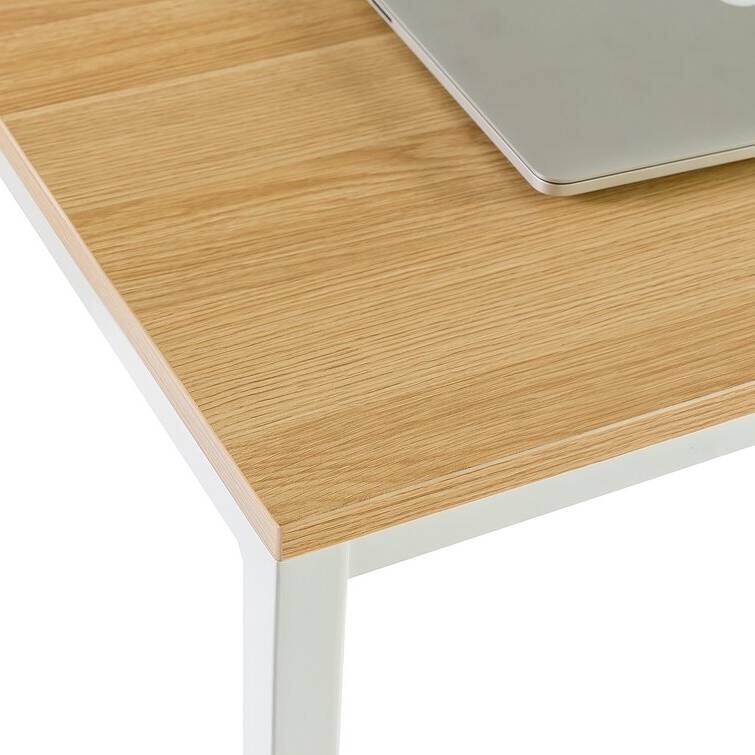 Left. Hivvago - Modern Home Office Desk with White Metal Frame and Wood Table Top - brown.