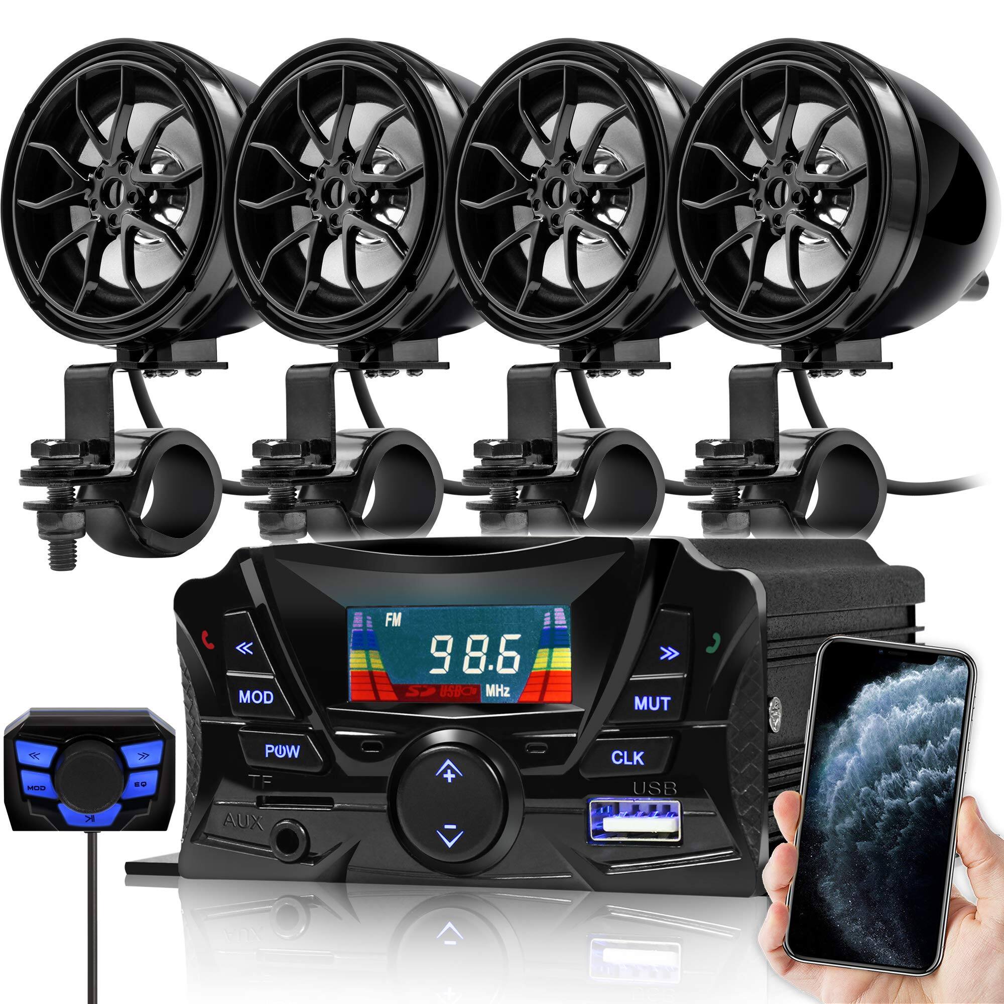 GoHawk - Bluetooth Motorcycle Speakers & Amplifier, 4-Speaker Waterproof Audio System w/ FM Radio, USB, SD for ATV - Black price history on PriceWatchPro