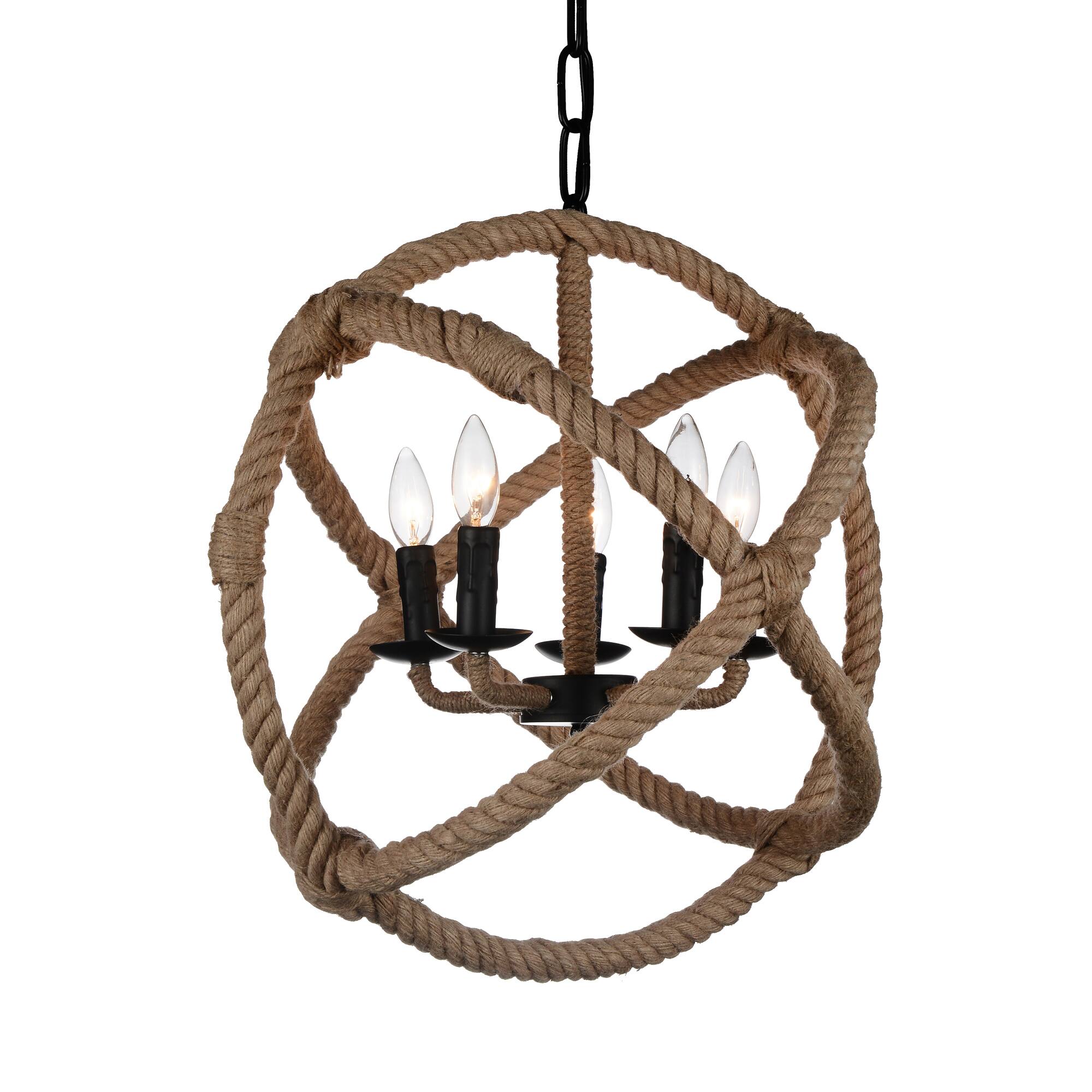 Angle. CWI Lighting - Padma 5 Light Up Chandelier With Black Finish - Black.