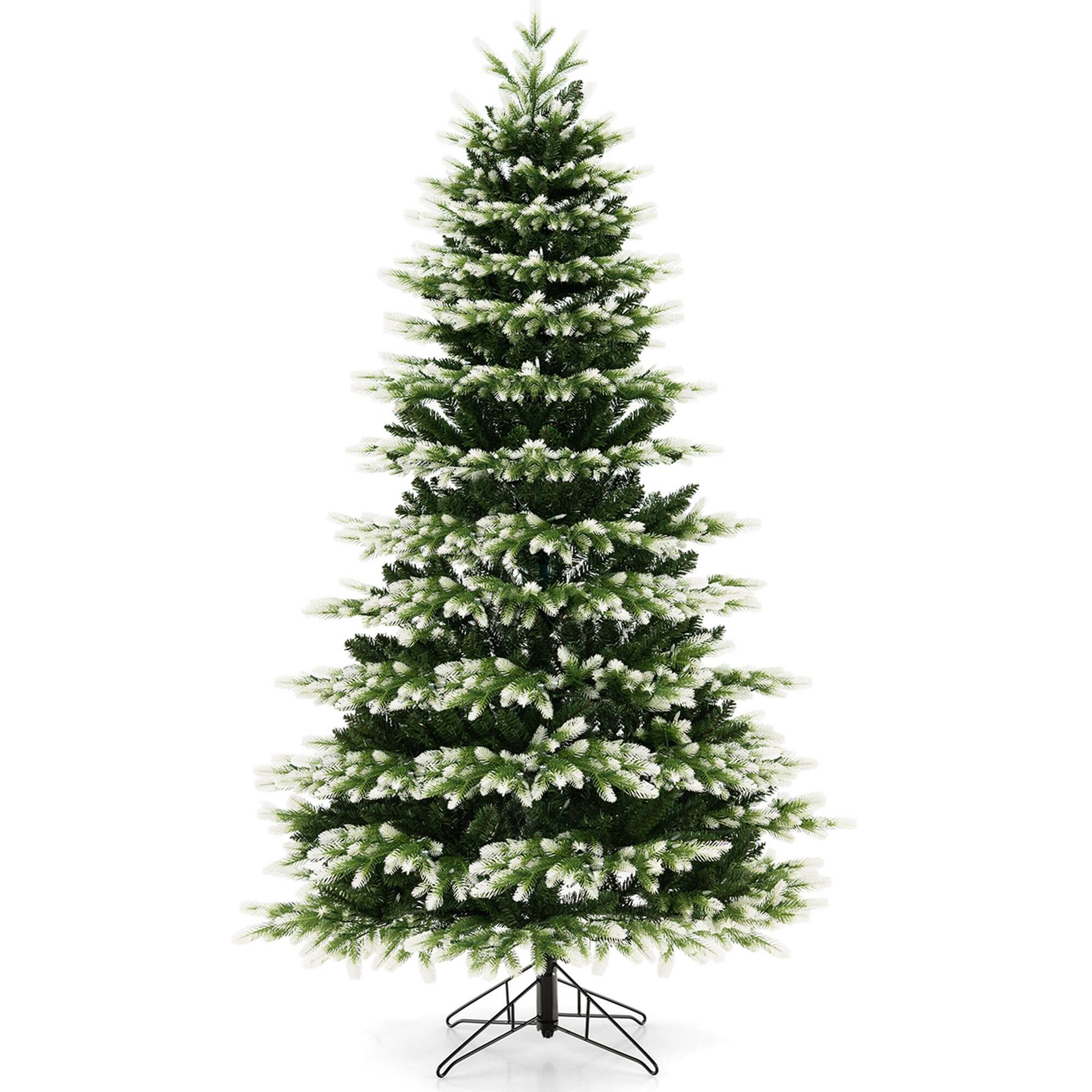 Alt View 19. Costway - 7 FT Pre-Lit Christmas Tree 3 Modes Hinged with Quick Power Connector & 500 Lights - Green/White.