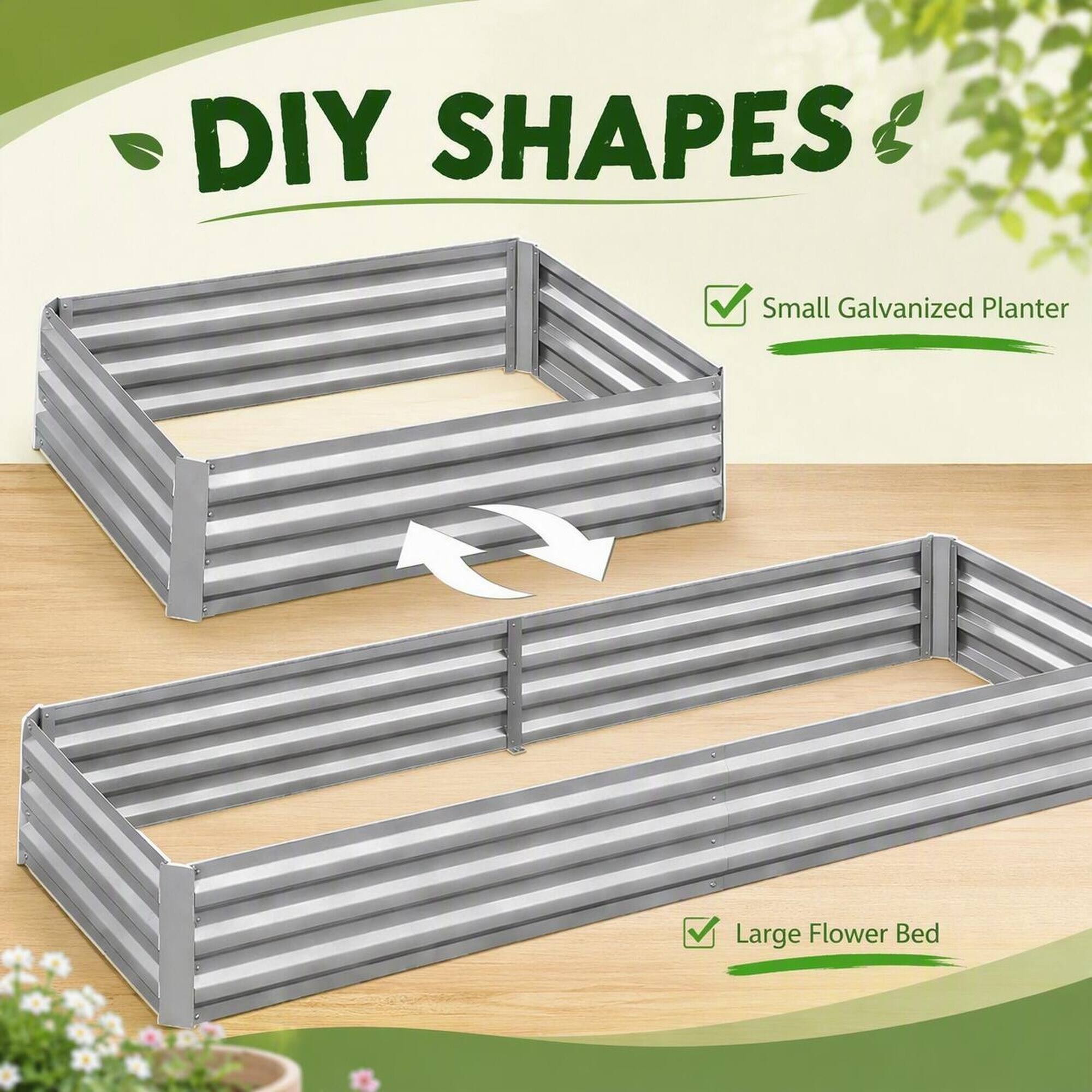 DIY SHAPES

- Small Galvanized Planter
- Large Flower Bed