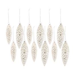 BreeBe - Frosted Pinecone Drop Ornament (Set of 12) - White
