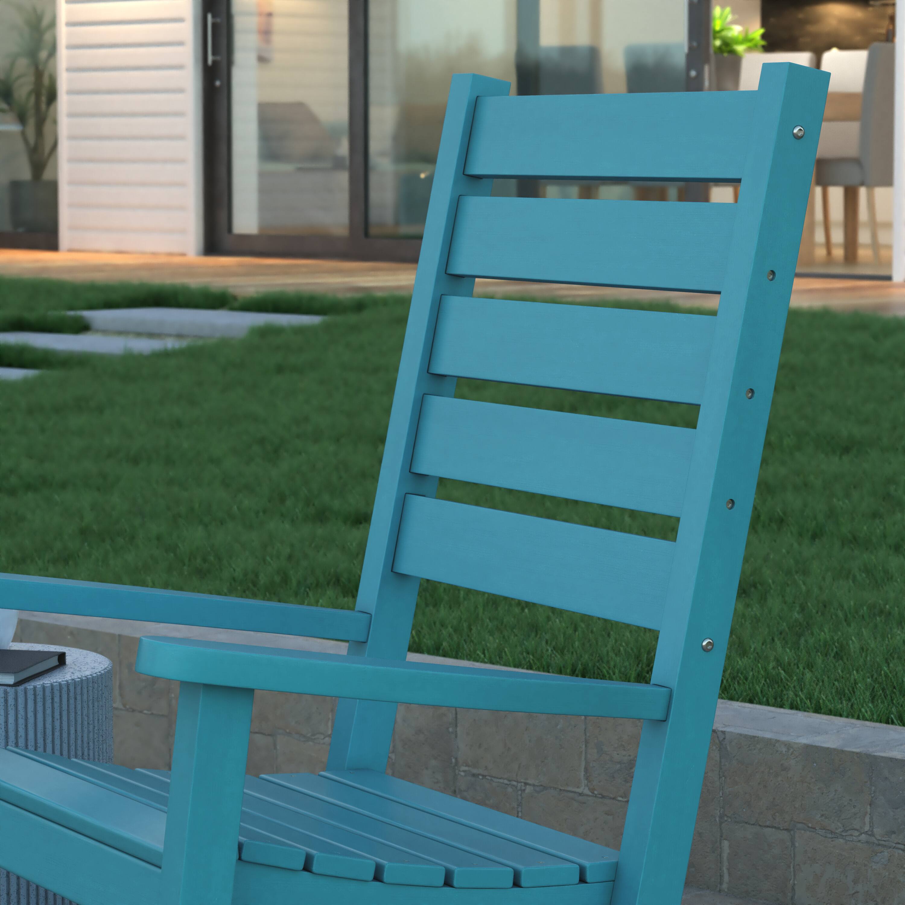 Alt View 4. Emma + Oliver - Florian Contemporary Rocking Chair, All-Weather HDPE Indoor/Outdoor Rocker - Blue.