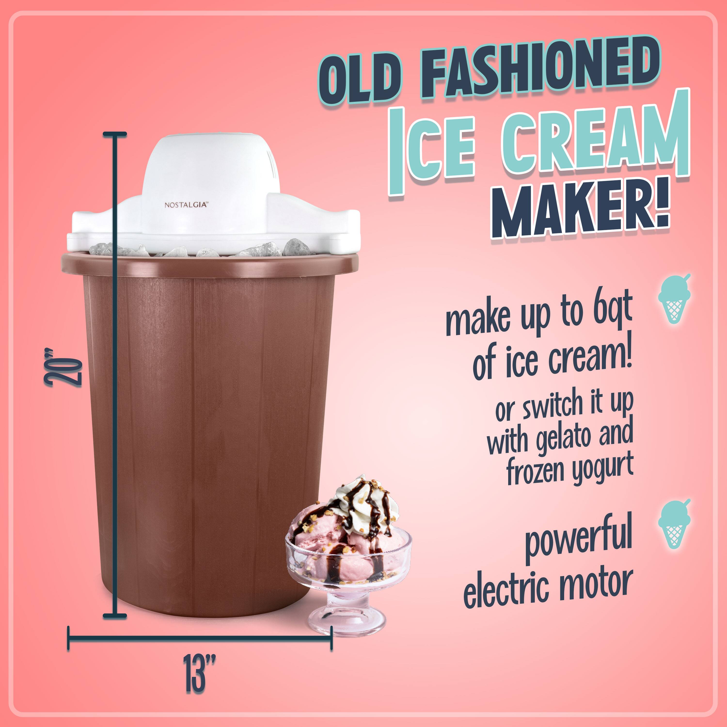 OLD FASHIONED ICE CREAM MAKER!

20" x 13"

make up to 6qt of ice cream! or switch it up with gelato and frozen yogurt

powerful electric motor