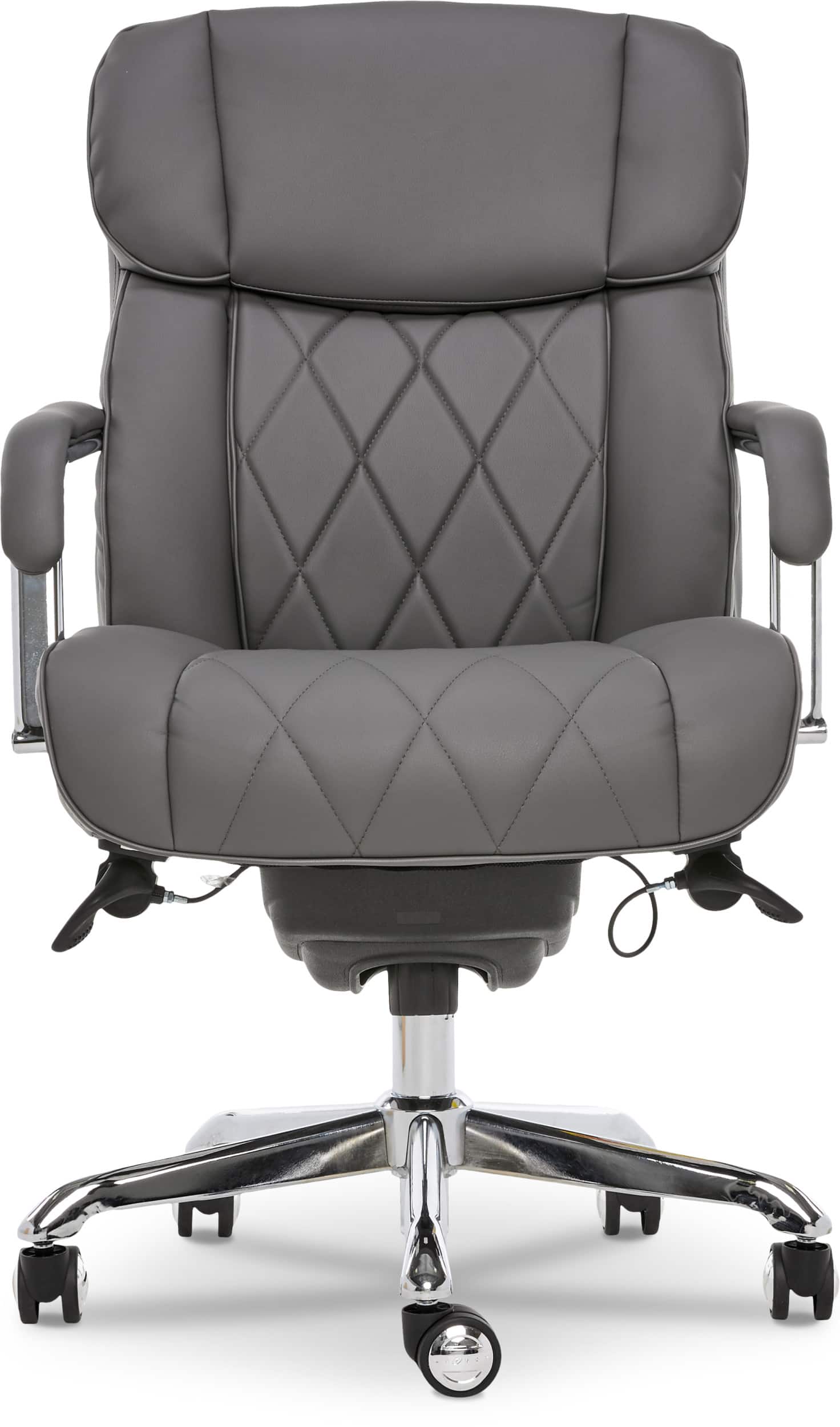 Alt View 18. La-Z-Boy - Comfort and Beauty Sutherland Diamond-Quilted Bonded Leather Office Chair - Moon Rock Gray.