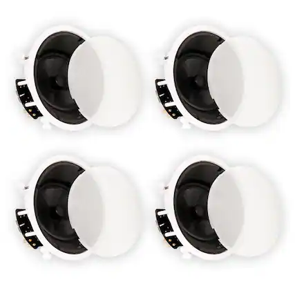 Front. Theater Solutions by Goldwood - TSS8A Home Theater Deluxe in Ceiling 8" Angled 4 Speaker Set 4TSS8A - Paintable White.