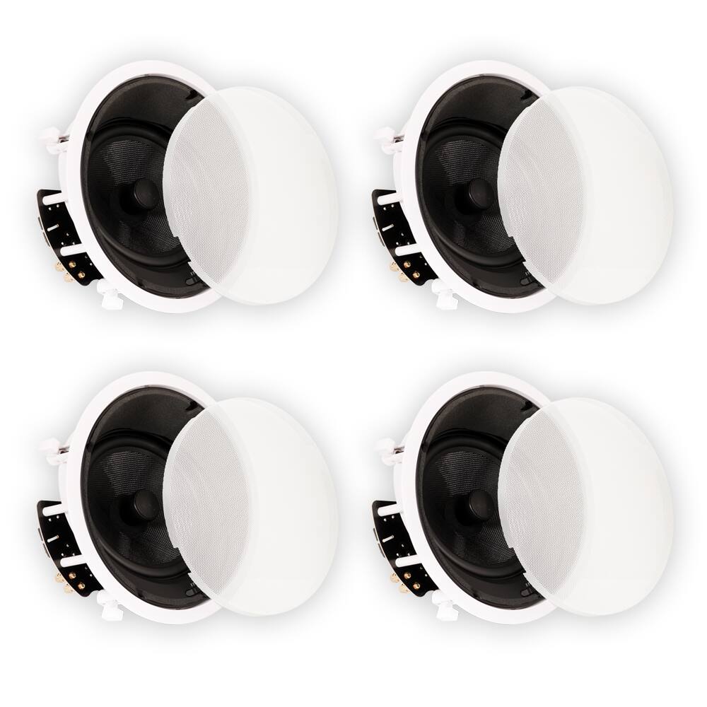 Front. Theater Solutions by Goldwood - TSS8A Home Theater Deluxe in Ceiling 8" Angled 4 Speaker Set 4TSS8A - Paintable White.