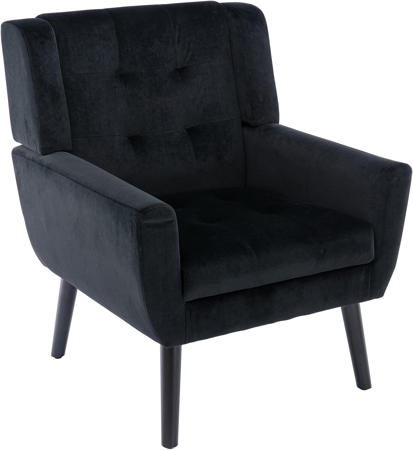 Alt View 1. Trinkets Crazed - Modern Soft Velvet Material Ergonomics Accent Chair With Black Legs - black.