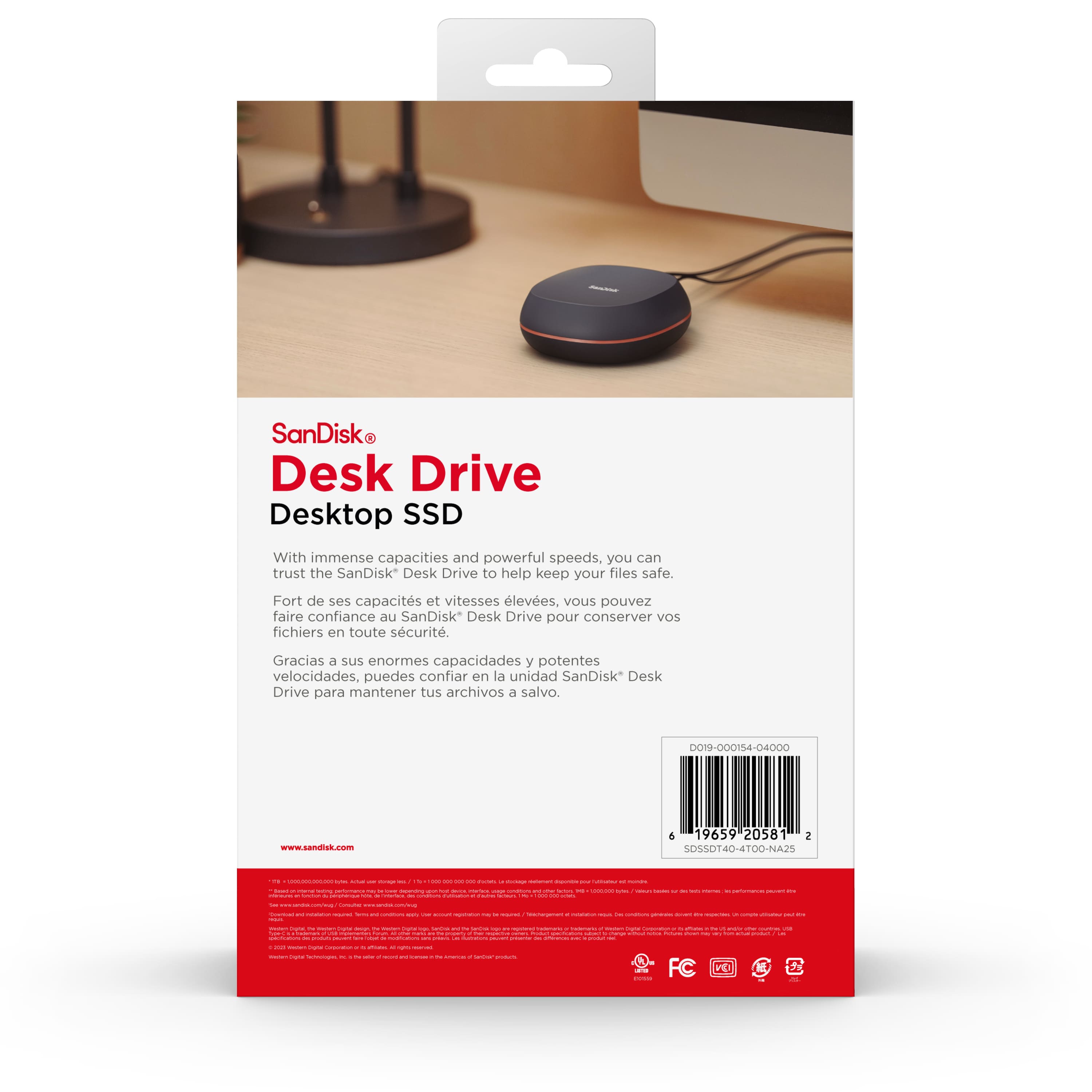 SANDISK 4TB Desk Drive USB Type C Desktop External SSD Black
