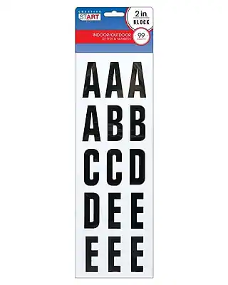 START
2in BLOCK
INDOOR/OUTDOOR
LETTERS & NUMBERS
99¢
AAA
ABB
CCD
DEE
EEE
