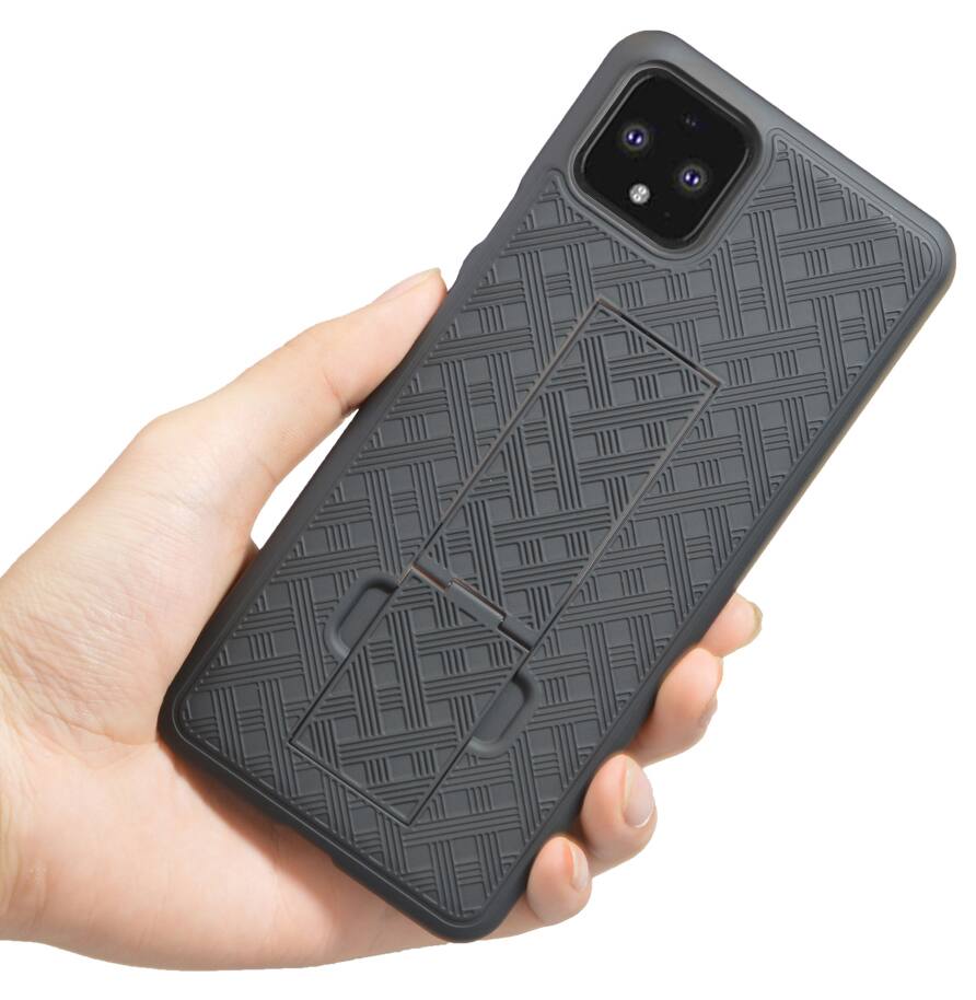 Alt View 5. Nakedcellphone - Case with Stand and Belt Clip Holster Combo for Google Pixel 4 XL - Black.