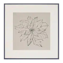 BreeBe - Framed Poinsettia Print Under Glass 20"SQ - Beige, Gray
