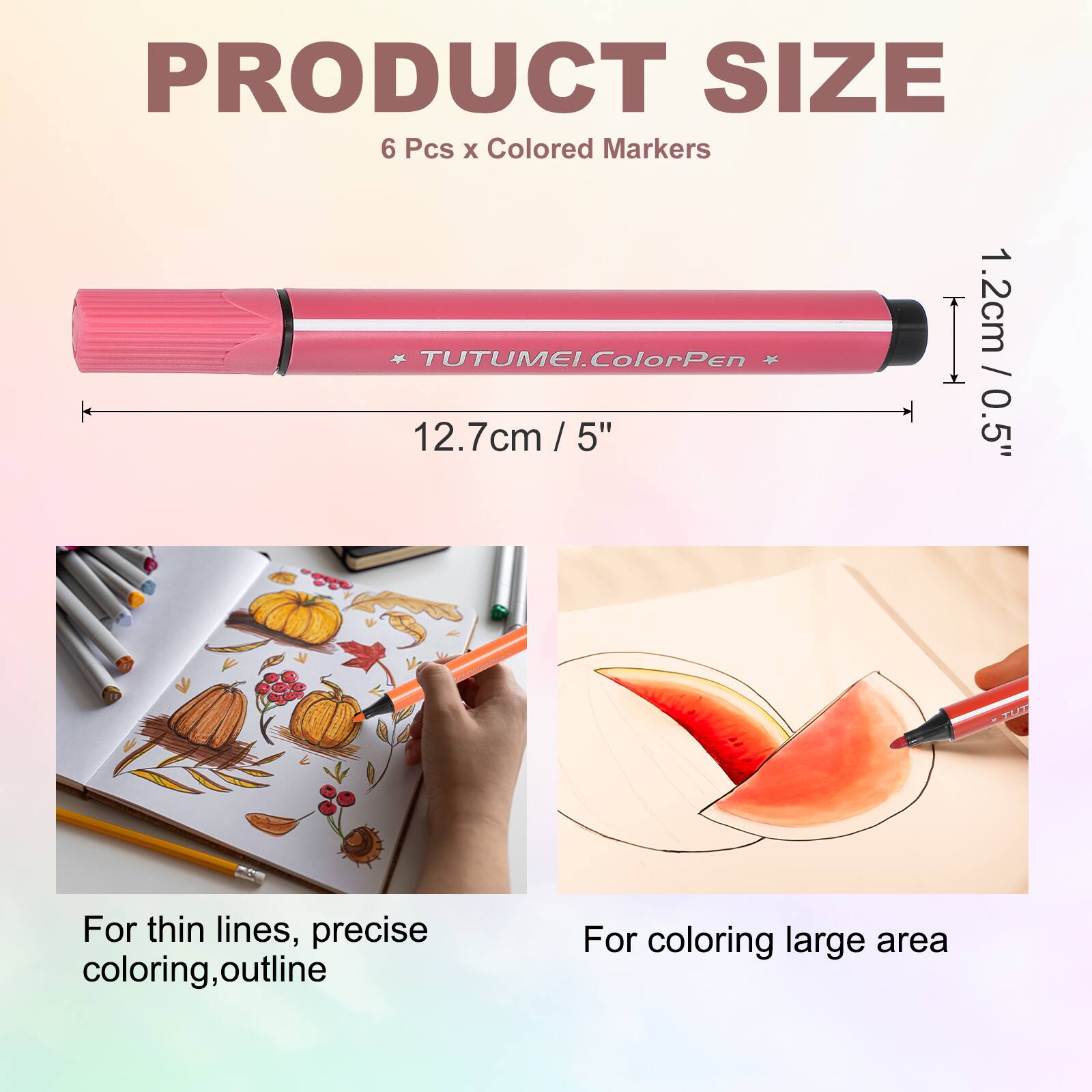 Unique Bargains Colored Markers, 6pcs Washable Coloring Drawing ...
