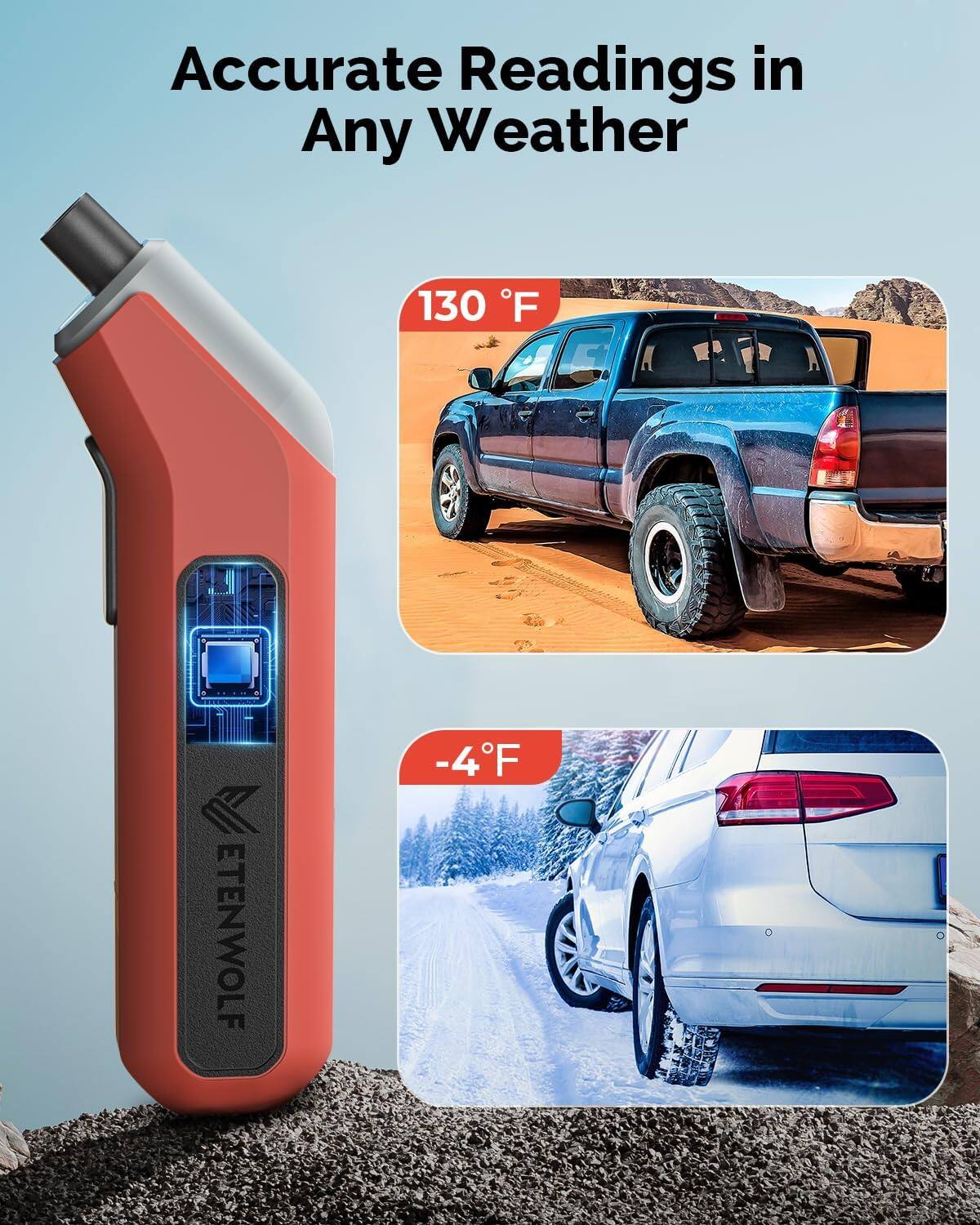 Accurate Readings in Any Weather

130°F

-4°F
