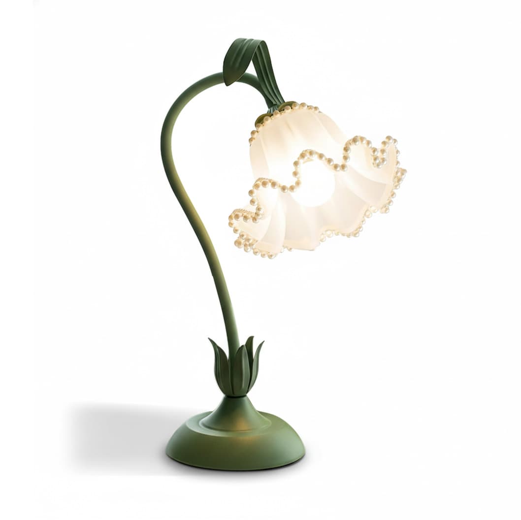 FINEAK - Flower Table Lamp - 3-Color LED Night Light, Kawaii Decor ( Pearls) - Green