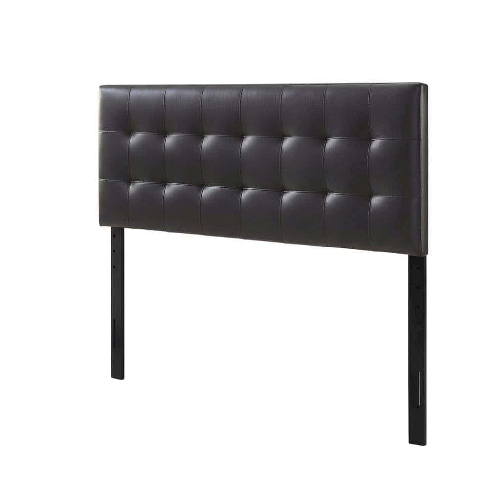 FurniFact - Upholstered Vinyl Full Headboard with Plush Padding and Sleek Design - Brown