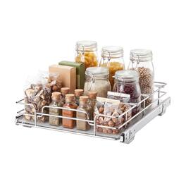 VEVOR - Pull Out Cabinet Organizer 12.4"W x 16.54"D Steel Slide Out Drawers, for Kitchen Bathroom Pantry Home Organization - Chrome