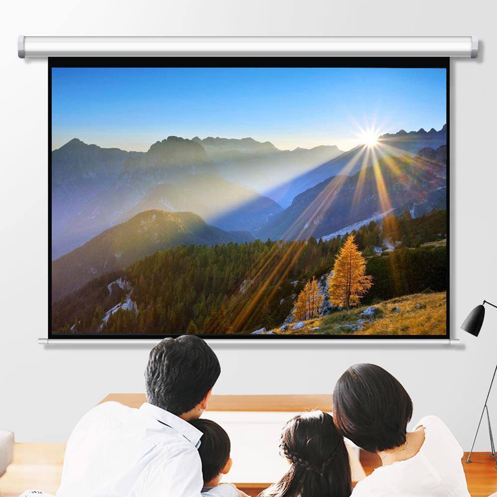 Alt View 2. Winado - 100" 4:3 Projector Screen Pull Down Home HD 4K 3D Movie Conference Projection - White.