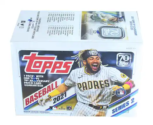 2021 TOPPS 70th Anniversary Patch Cards
70th Anniversary
7 FOURTEEN-ARD PACKS PLUS ONE TOPPS 70th ANNIVERSARY PATCH CARD GUARANTEED
99 TOTAL CARDS PER BOX
AGES 6+
7 PACKS WITH ONE TOPPS 70th ANNIVERSARY PATCH CARD GUARANTEED
MAJOR LEAGUE BASEBALL LICENSED PRODUCT
SERIES 2
FERNANDO TATIS JR.
PADRES
2021
BASEBALL
MAJOR LEAGUE BASEBALL LICENSED PRODUCT
70th Anniversary
7 FOURTEEN-ARD PACKS PLUS ONE TOPPS 70th ANNIVERSARY PATCH CARD GUARANTEED
99 TOTAL CARDS PER BOX
AGES 6+
7 PACKS WITH ONE TOPPS 70th ANNIVERSARY PATCH CARD GUARANTEED
MAJOR LEAGUE BASEBALL LICENSED PRODUCT
SERIES 2
FERNANDO TATIS JR.
PADRES
2021
BASEBALL
MAJOR LEAGUE BASEBALL LICENSED PRODUCT