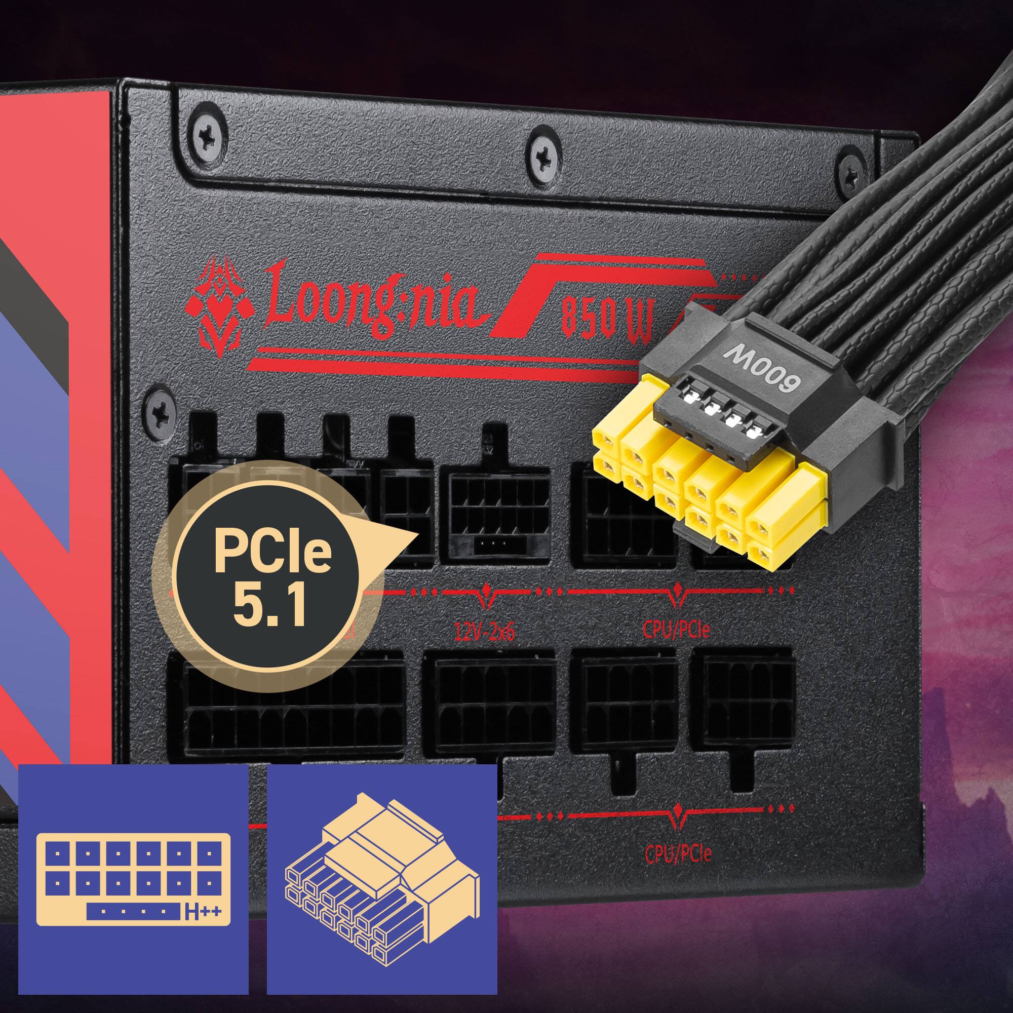 Loongnia 850W  
M009  
PCIe 5.1  
12V-2x6  
CPU/PCIe  
CPU/PCIe H++