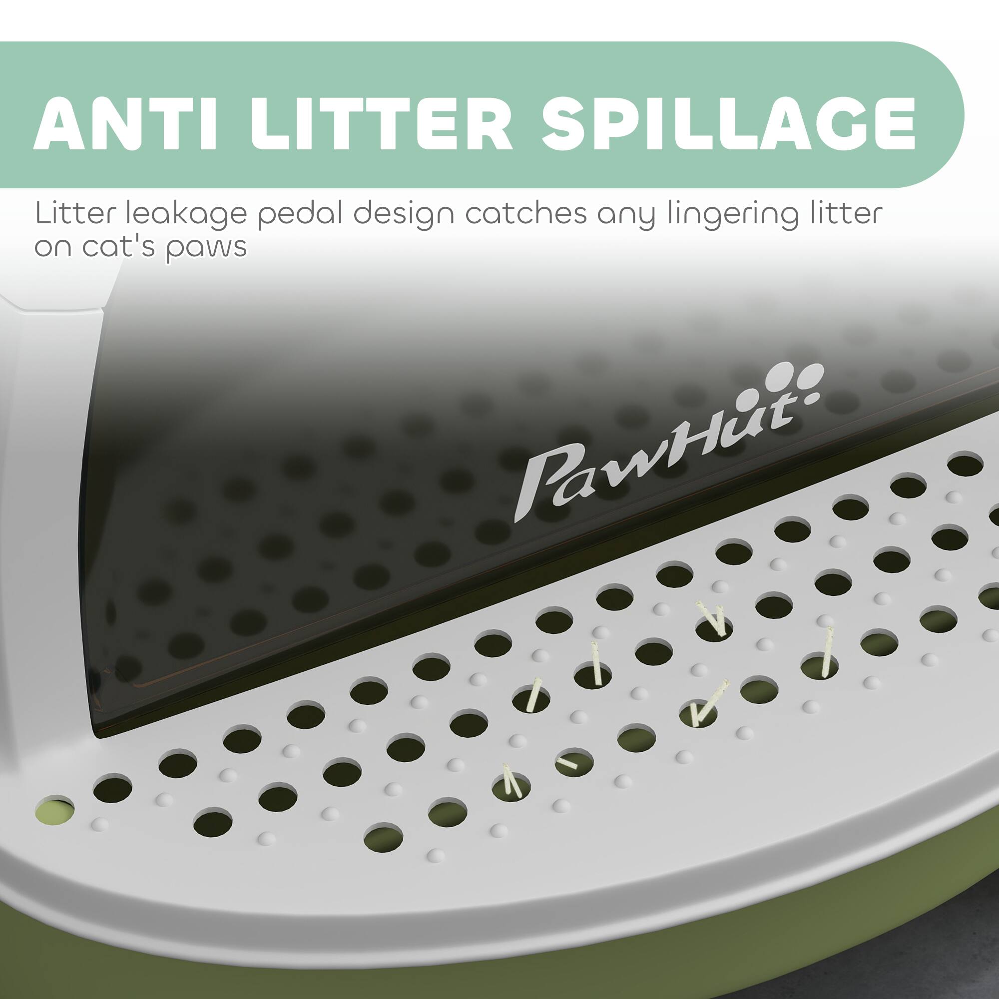 ANTI LITTER SPILLAGE

Litter leakage pedal design catches any lingering litter on cat's paws

PawHut