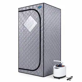 RYHNUYNE - Full Size Portable Steam Sauna Tent, Grey, 29.1 x 29.1 x 66.5 in, 2.2 L Steam Generator, Remote Control, Foldable Chair - Gray