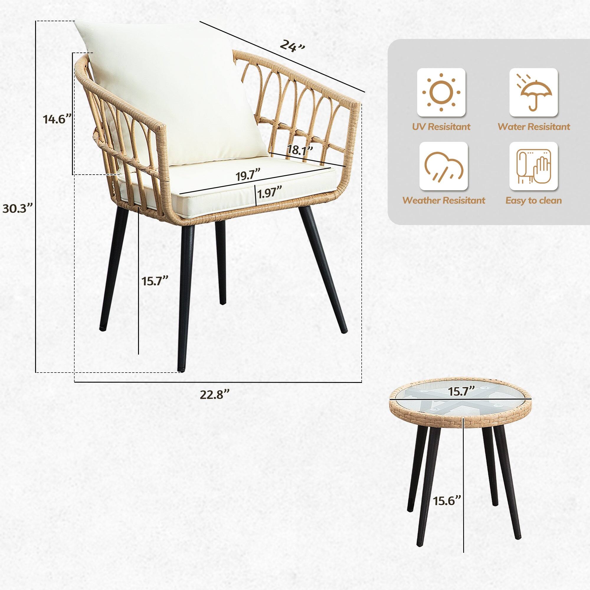 24" 14.6" UV Resistant Water Resistant 30.3" 18.1" 19.7" 1.97" Weather Resistant Easy to clean 15.7" 22.8" 15.7" 15.6"