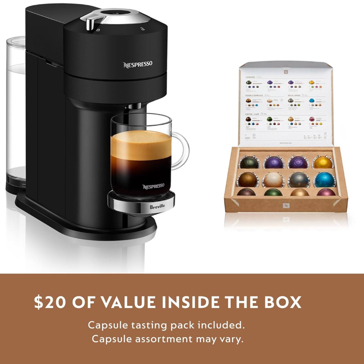 ESPRESSO MESPRESSO Breville $20 OF VALUE INSIDE THE BOX Capsule tasting pack included. Capsule assortment may vary.