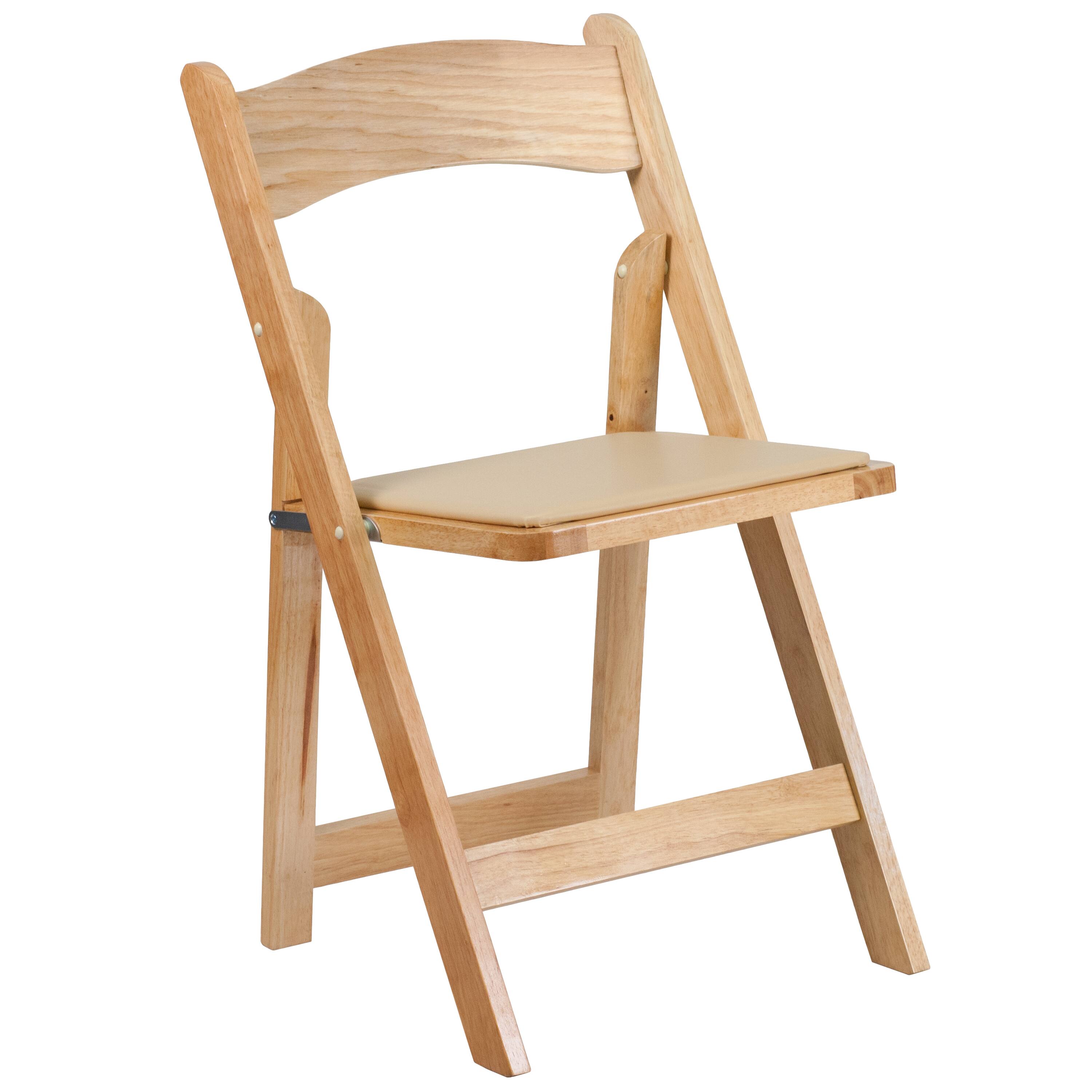 Alt View 7. Emma + Oliver - 4 Pack Wood Folding Chair with Vinyl Padded Seat - Natural.