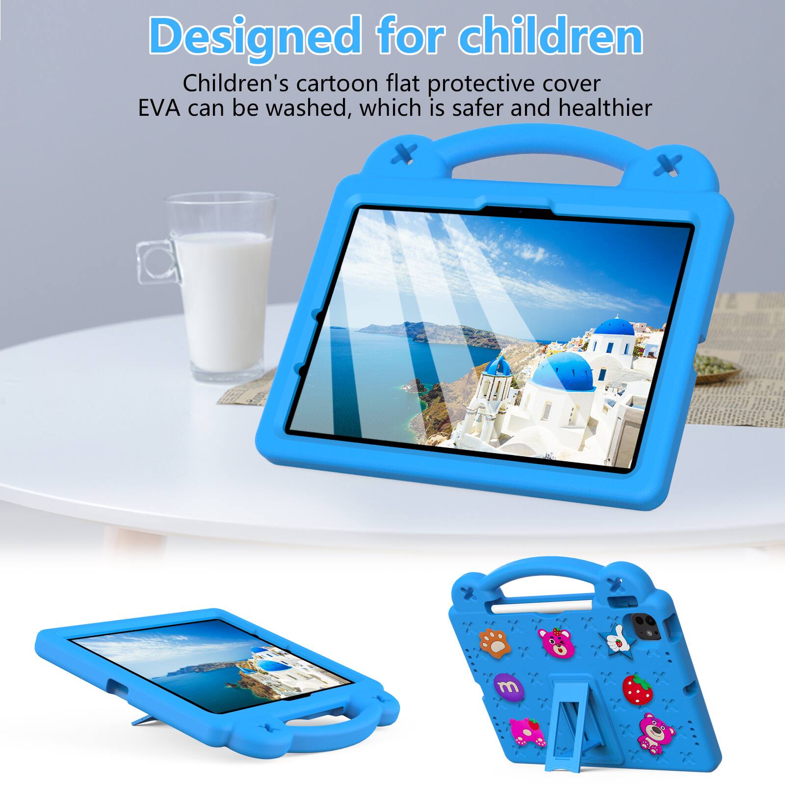 Designed for children  
Children's cartoon flat protective cover EVA can be washed, which is safer and healthier