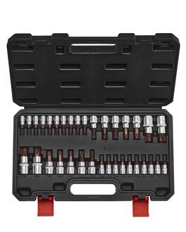 VEVOR - Torx Bit Socket Set, 34-Piece Solid Star and Tamper Proof T6-T70, S2 Alloy Steel,Cr-V Steel,1/4 in, 3/8 in,1/2 in Drives - Black