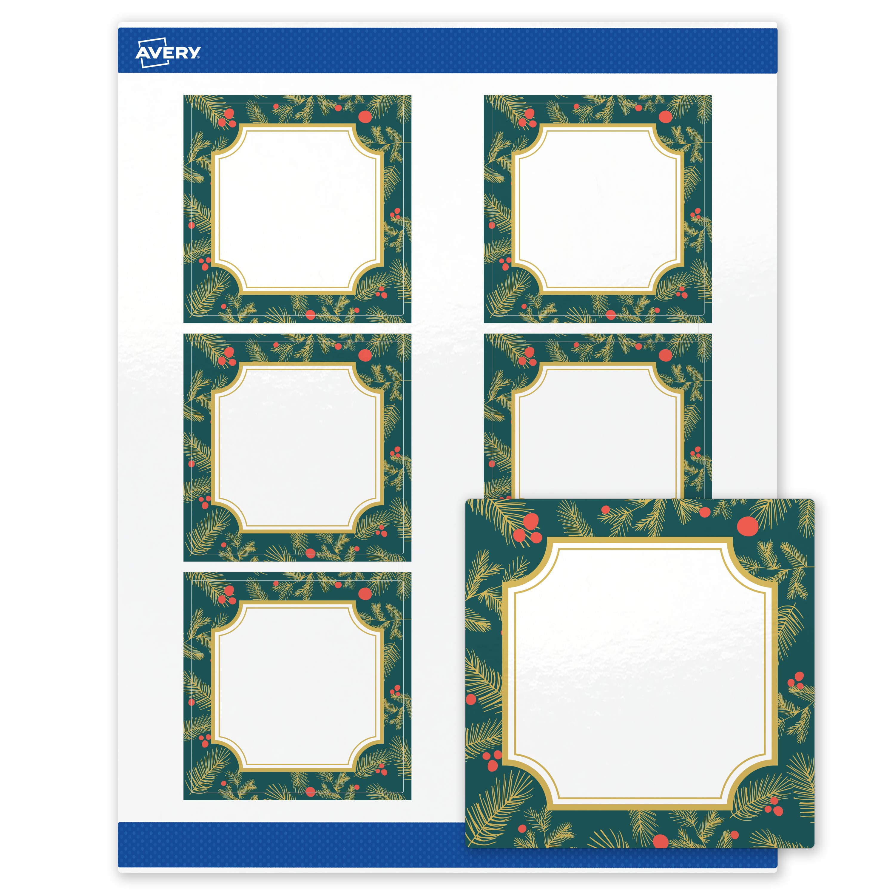 "Avery - Avery® Labels, 3"" x 3"", Glossy Teal & Metallic Gold Frame - White" price history on PriceWatchPro