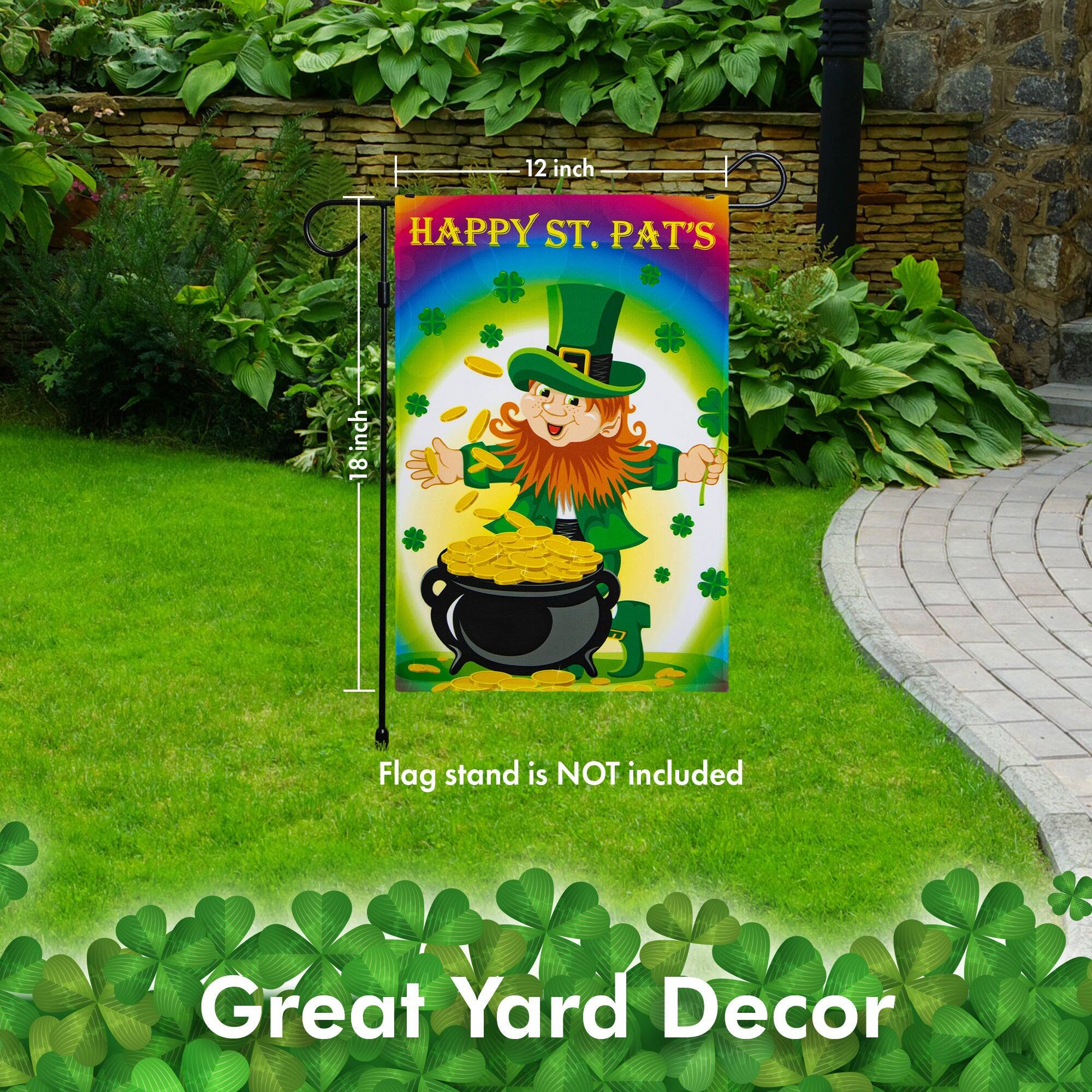 12 inch HAPPY ST. PAT'S inch 18 Flag stand is NOT included Great Yard Decor