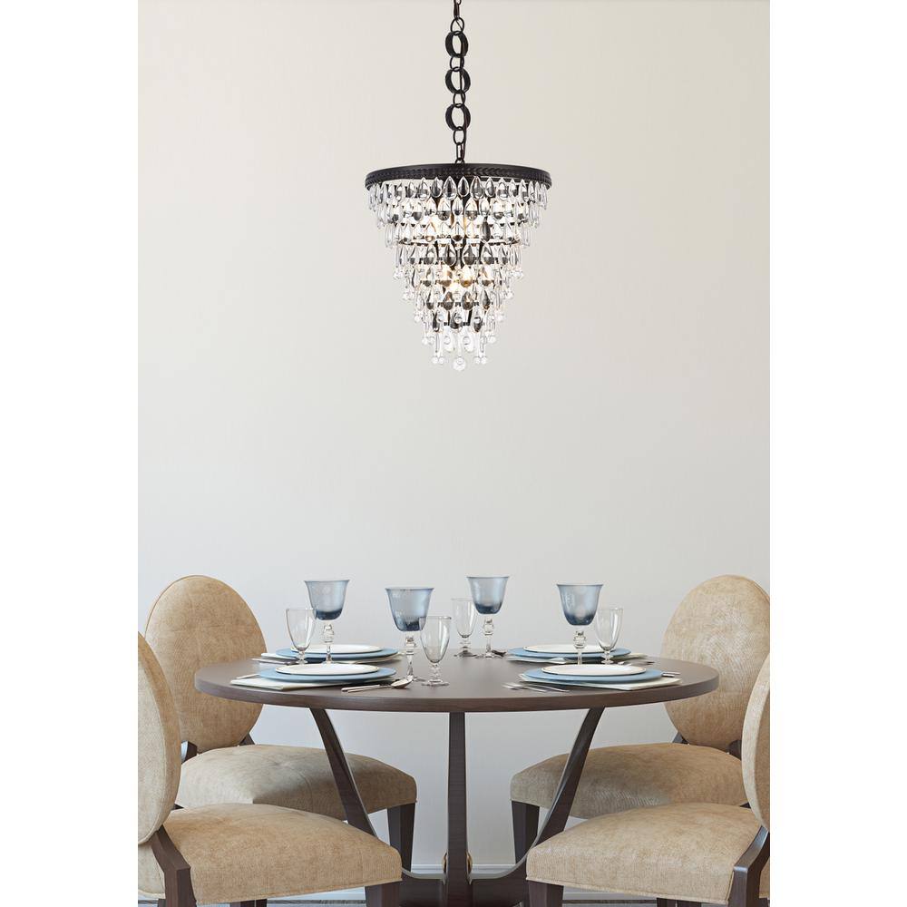 Left. Elegant Lighting - Nordic 5 lights black pendant - Black And Clear.