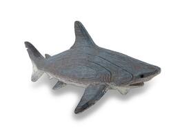 Zeckos - Gray Weathered Finish Wood Look Shark Statue - Blue