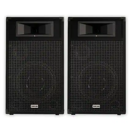 Front. Acoustic Audio by Goldwood - BR12 Passive 12" Speaker Pair 3 Way DJ PA Karaoke Band Speakers - Black.