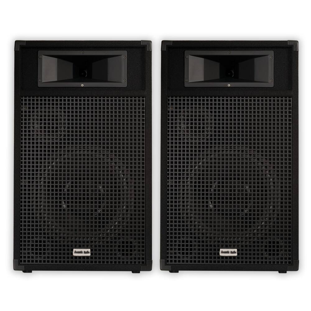 Front. Acoustic Audio by Goldwood - BR12 Passive 12" Speaker Pair 3 Way DJ PA Karaoke Band Speakers - Black.