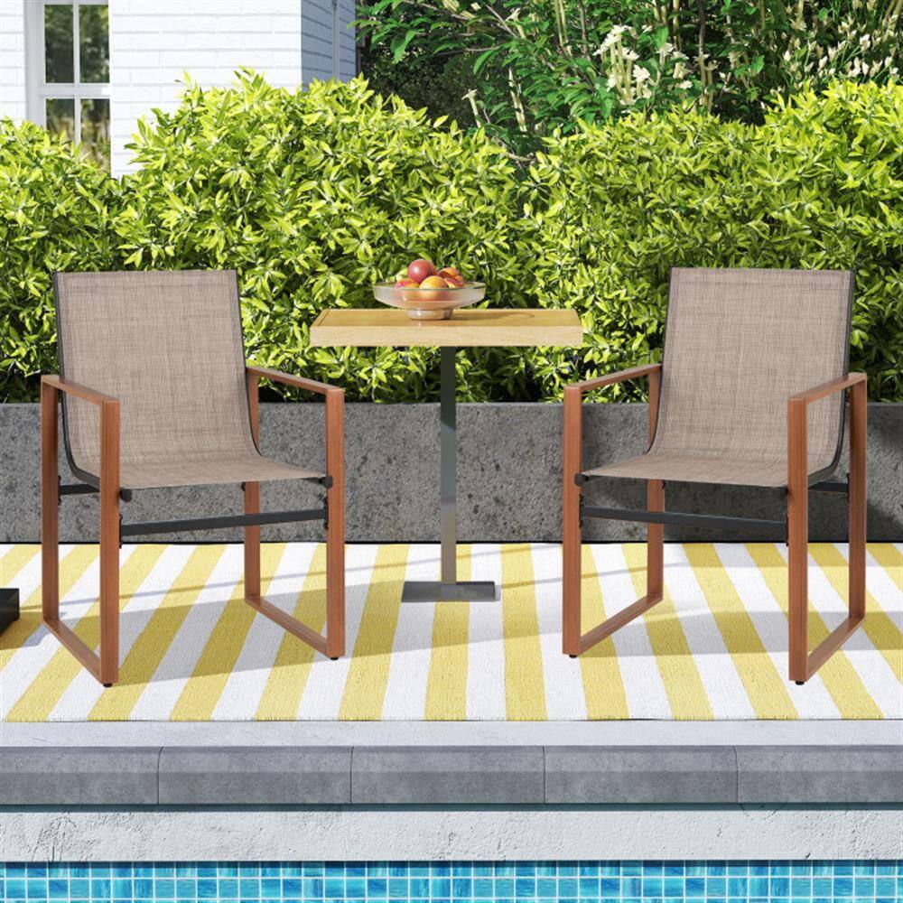 Alt View 4. Kadyn - Outdoor Dining Room Chairs, Patio Kitchen Chairs,Outdoor Dining Chairs with Breathable Seat and Backrest Set of 2-Brown - Brown.