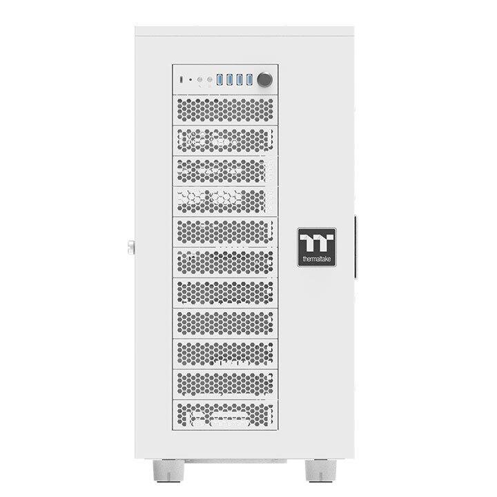 Left. Thermaltake - Thermaltake AX700 TG Snow Super Tower Chassis - Super Tower - Snow - Steel, SPCC, Tempered Glass - 20 x Bay - XL-ATX - Black.