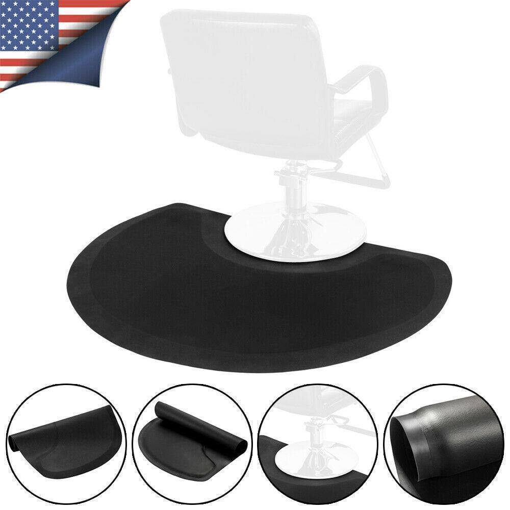 Back. Winado - 3 ft x 4.5 ft Salon Anti Fatigue Mat Barber Shop Beauty Comfort Salon Chair Mat Semi Circle Floor Mat 1/2" Thickness New - Black.